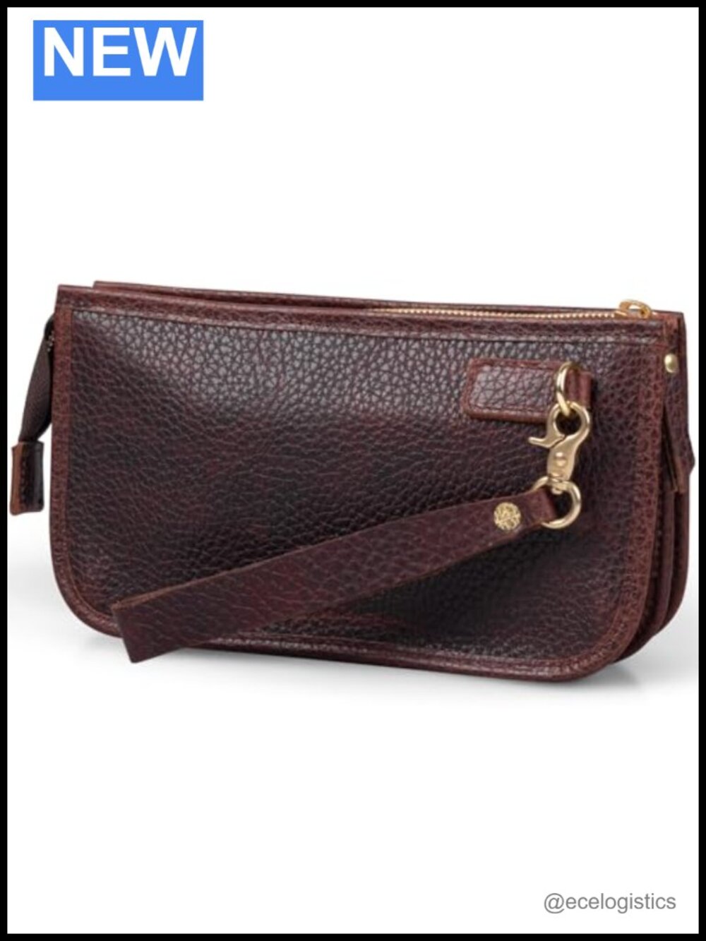 Genuine Leather Wristlet Clutch RFID Blocking Bag, Zipped Pockets, 6 Card Slots